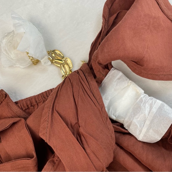 WeWoreWhat Shell Chain Halter Midi Dress Cappuccino Brown | NWT | Size Large - Picture 7 of 8